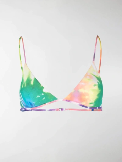 Shop Ack Fine Tie Dye Rainbow Bikini Top In Blue