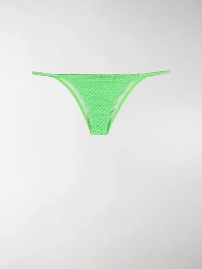 Shop Ack Textured Logo-print Bikini Bottoms In Green