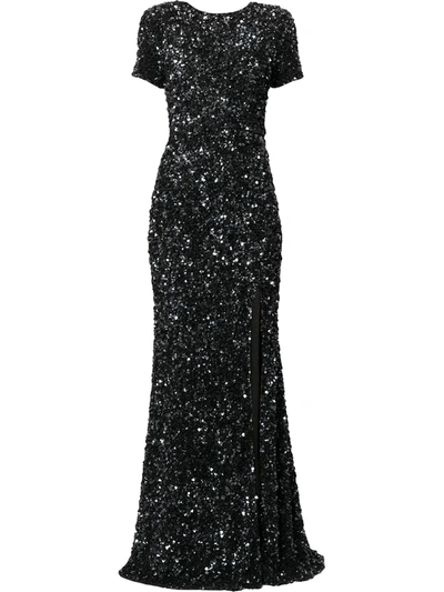 Rachel Gilbert Nixie Sequin-embellished Gown In Black