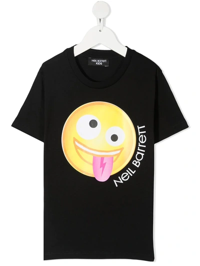 Shop Neil Barrett Smiley Cotton T-shirt In Black