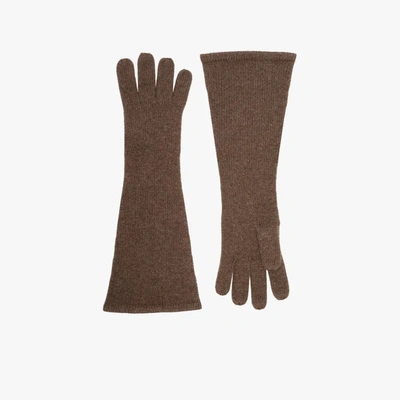 Shop Totême Brown Cashmere Gloves