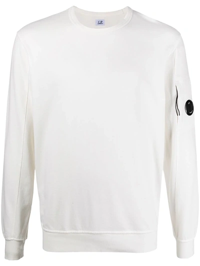Shop C.p. Company Round Neck Sleeve Logo Sweatshirt In White