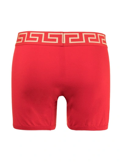 Shop Versace Greca Border Boxer Briefs In Red