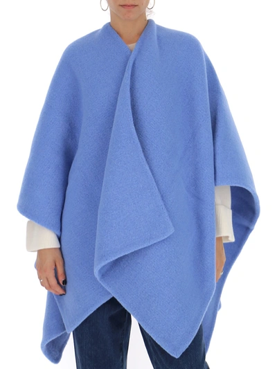 Shop Burberry Embroidered Poncho In Blue