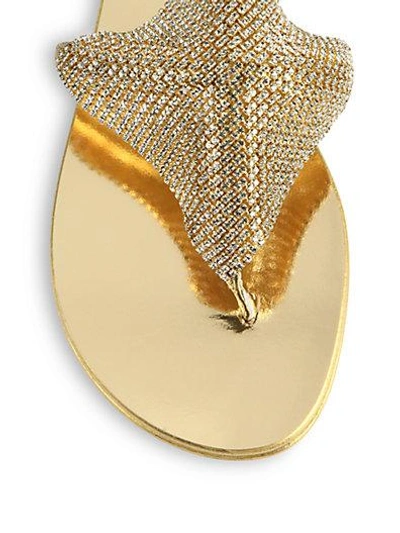 Shop Giuseppe Zanotti Crystal-paneled Metallic Leather Sandals In Gold