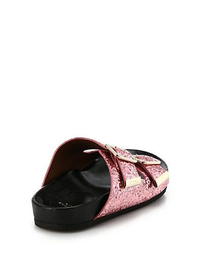 Shop Givenchy Sparkling Leather Swiss Sandals In Pink Glitter