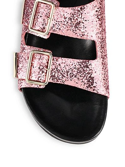 Shop Givenchy Sparkling Leather Swiss Sandals In Pink Glitter