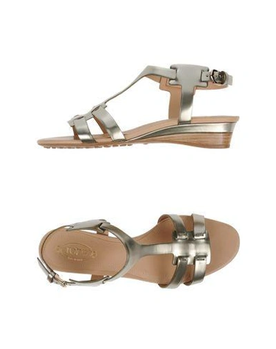 Shop Tod's Sandals In Platinum