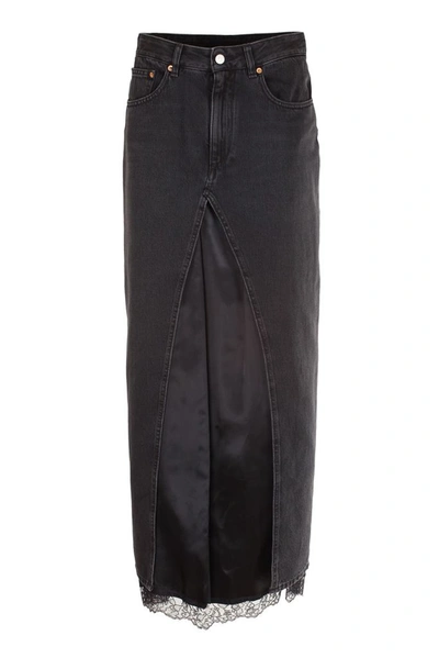 Shop Maison Margiela Women's Black Cotton Skirt