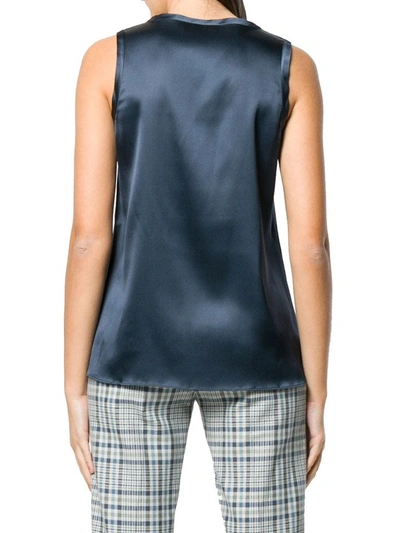 Shop Brunello Cucinelli Women's Blue Silk Tank Top