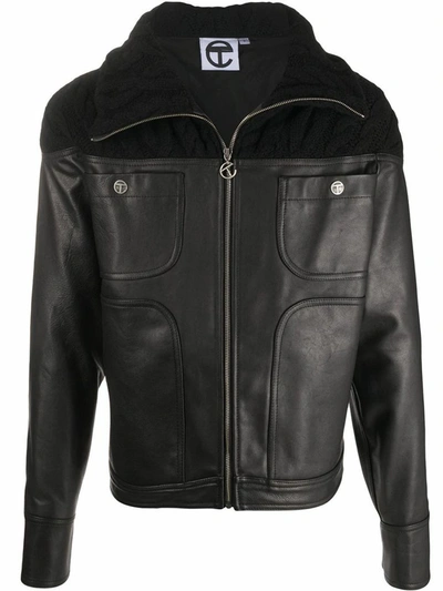 Shop Telfar Women's Black Leather Outerwear Jacket