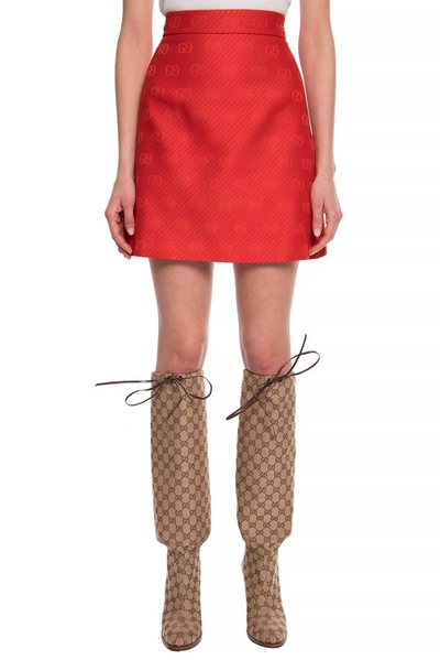 Shop Gucci Women's Red Wool Skirt