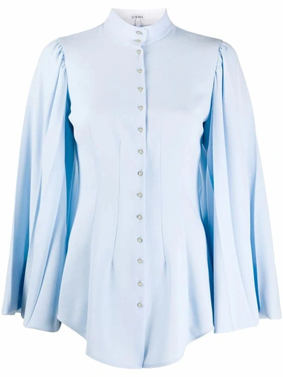 Shop Loewe Women's Light Blue Silk Shirt