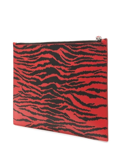 Shop Kenzo Men's Red Leather Pouch