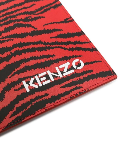 Shop Kenzo Men's Red Leather Pouch