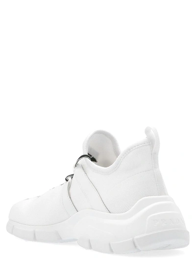 Shop Prada Women's White Polyester Sneakers