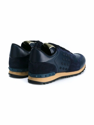 Shop Valentino Garavani Men's Blue Leather Sneakers
