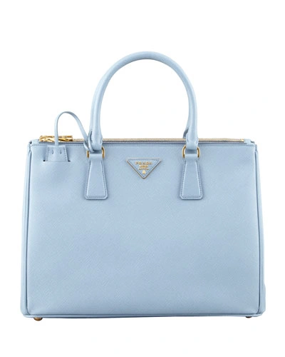 Prada Medium Saffiano Double-zip Executive Tote Bag, Blue (astrale)