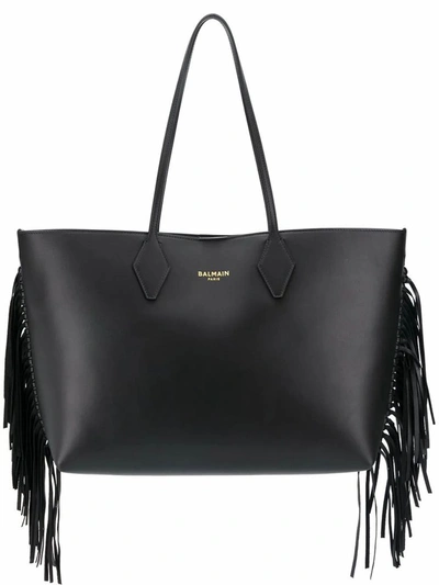 Shop Balmain Women's Black Leather Tote