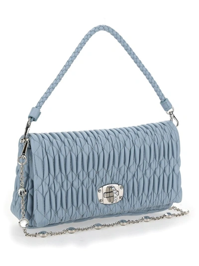 Shop Miu Miu Women's Light Blue Leather Handbag