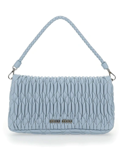 Shop Miu Miu Women's Light Blue Leather Handbag