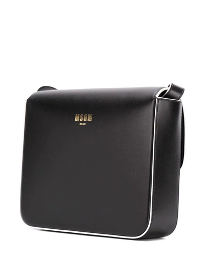 Shop Msgm Women's Black Leather Shoulder Bag