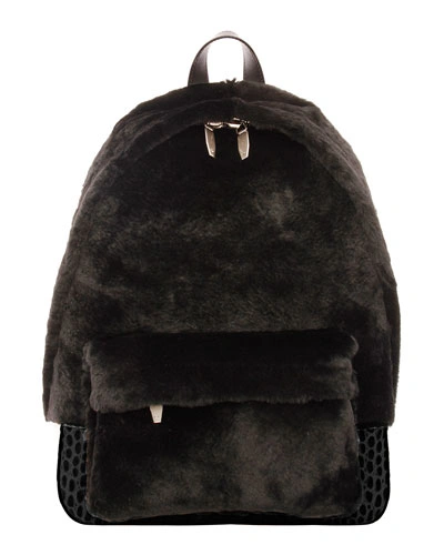 black leather and shearling alexander wang backpack Plinio Visona Fur  the-aspenite A petite Alexander Wang backpack crafted in plush shearling Alexander Wang Pebbled Lambskin Dumbo
