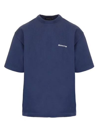 Shop Balenciaga Men's Blue Cotton T-shirt