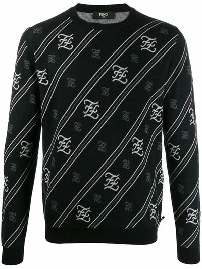Shop Fendi Men's Black Wool Sweater