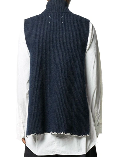 Shop Maison Margiela Men's Blue Wool Vest