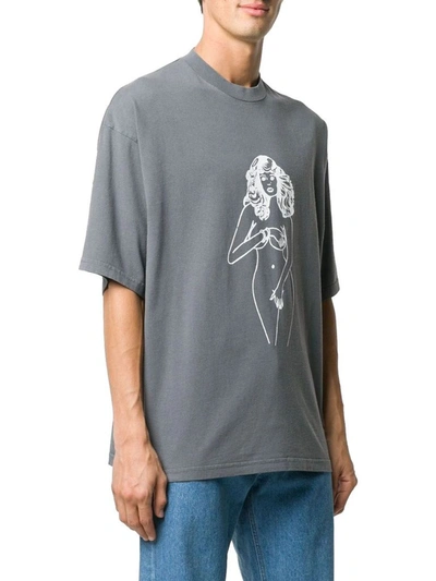 Shop Palm Angels Men's Grey Cotton T-shirt