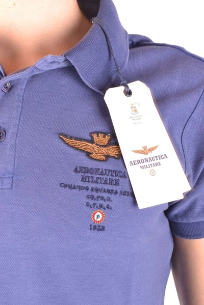 Shop Aeronautica Militare Men's Blue Cotton Polo Shirt