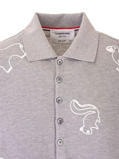 Shop Thom Browne Men's Grey Cotton Polo Shirt