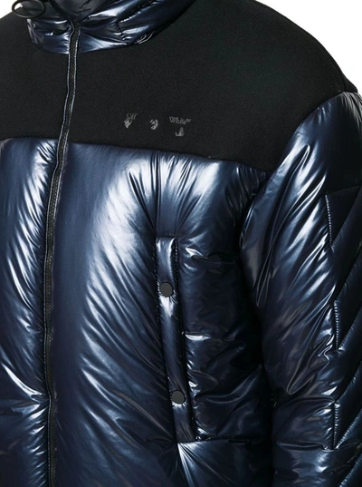 Shop Off-white Men's Blue Polyamide Down Jacket