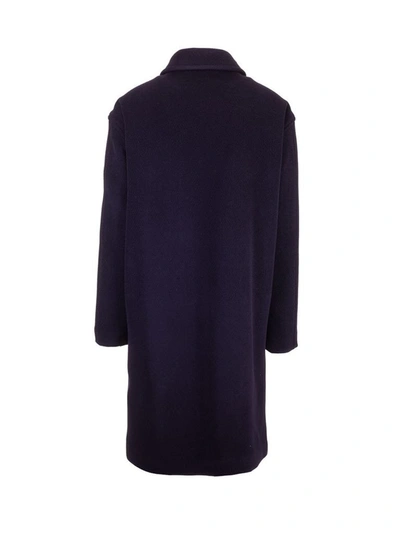 Shop Balenciaga Men's Blue Wool Coat