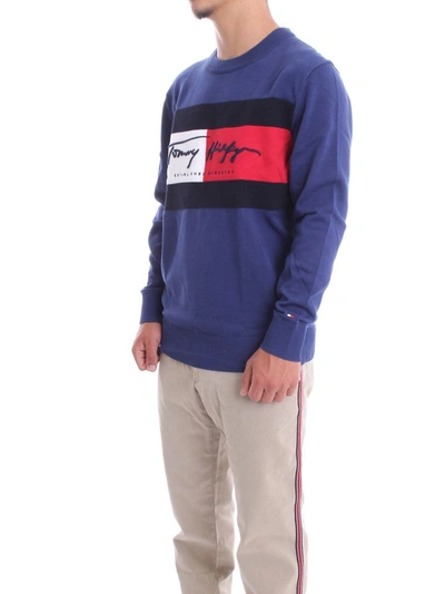 Shop Tommy Hilfiger Men's Blue Cotton Sweater