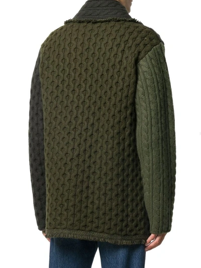 Shop Alanui Men's Green Cashmere Cardigan