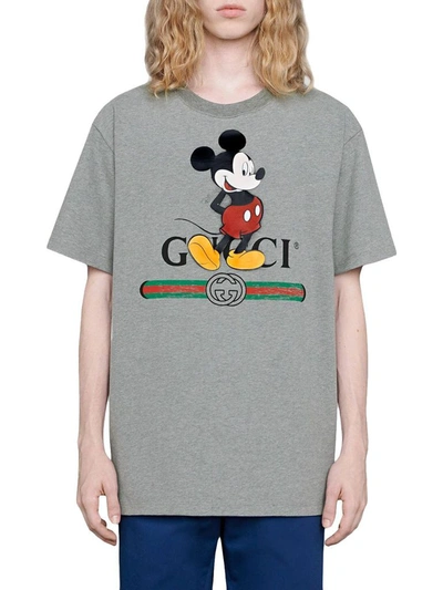 Gucci X Disney Oversized Logo-print T-shirt In Grey | ModeSens