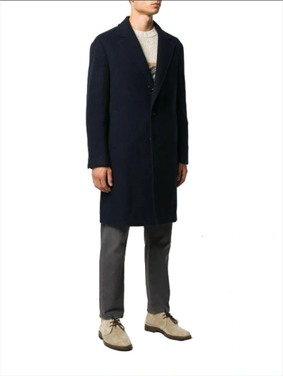 Shop Brunello Cucinelli Men's Blue Cashmere Coat