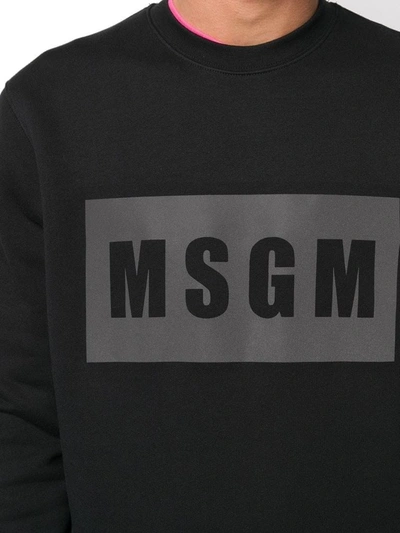 Shop Msgm Men's Black Cotton Sweatshirt