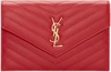Saint Laurent Monogram Matelass&eacute; Small Wallet-on-chain, Red