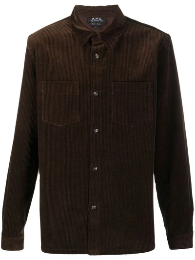 Shop A.p.c. Men's Brown Cotton Shirt