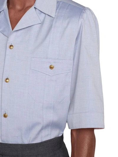 Shop Gucci Men's Light Blue Cotton Shirt