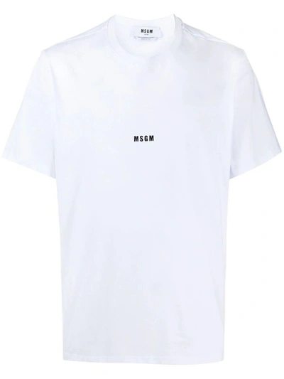 Shop Msgm Men's White Cotton T-shirt