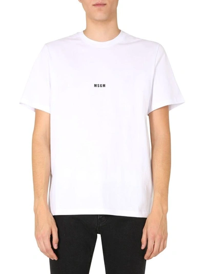 Shop Msgm Men's White Cotton T-shirt