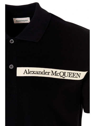 Shop Alexander Mcqueen Men's Black Cotton Polo Shirt