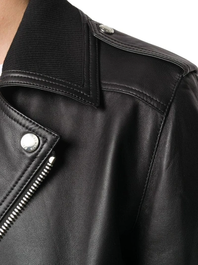 Shop Balmain Men's Black Leather Outerwear Jacket