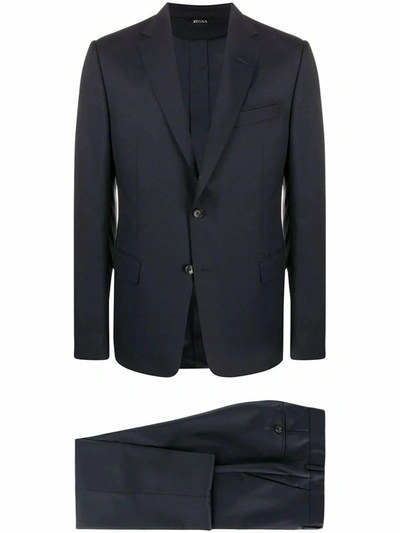 Shop Z Zegna Men's Blue Wool Suit