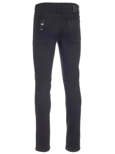 Shop Fendi Men's Black Cotton Jeans