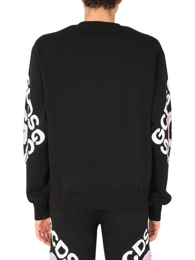 Shop Gcds Men's Black Cotton Sweatshirt